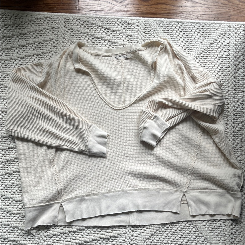 We The Free Off-White Waffle Knit Top